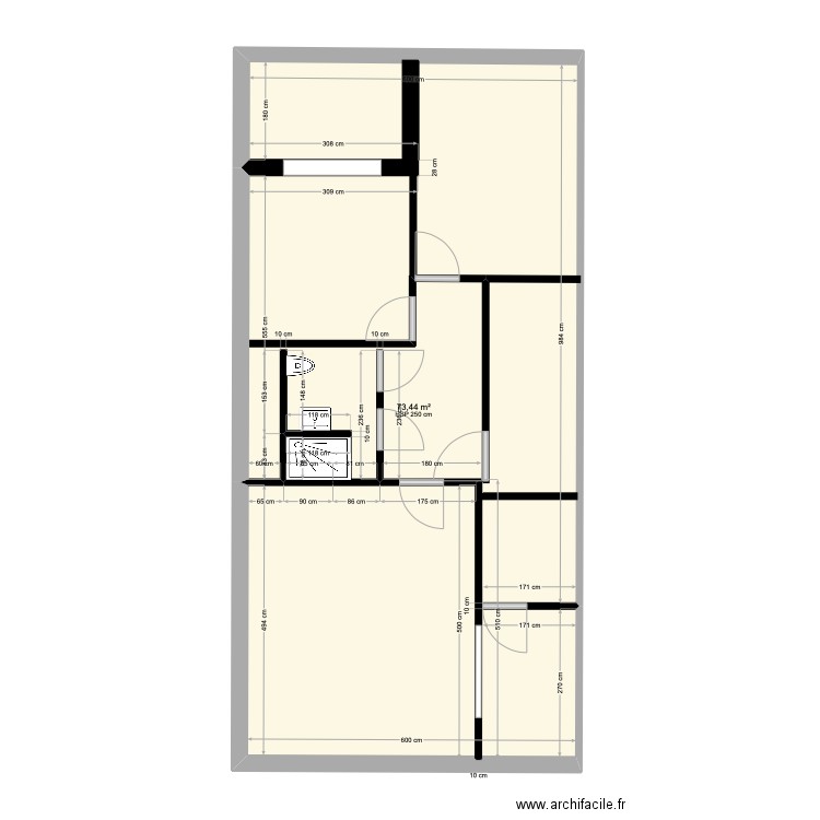 Appartement . Plan de 1 pièce et 73 m2