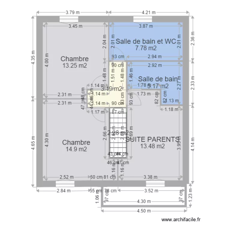 CHAILLY ETAGE 8mX9m. Plan de 