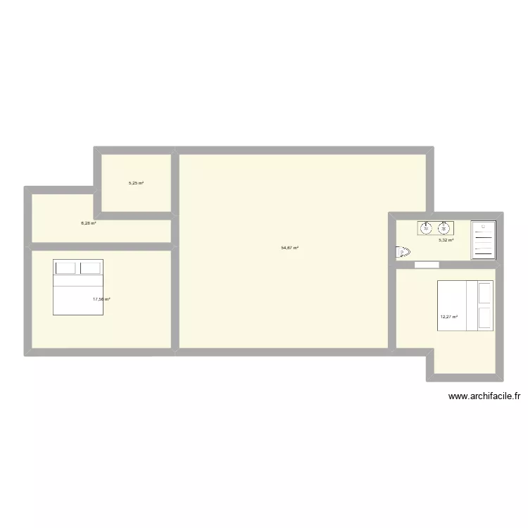 FARAUX. Plan de 6 pièces et 101 m²