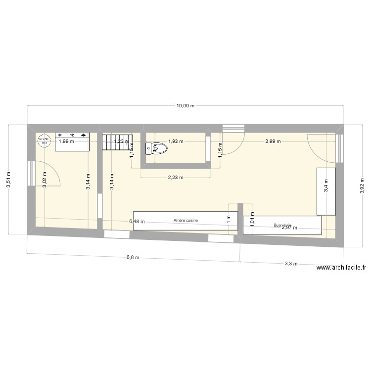 Clémentine_longère. Plan de 2 pièces et 30 m2