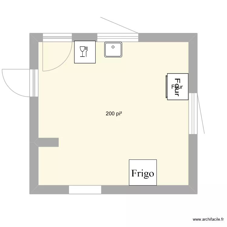 Cuisine maison. Plan de 1  et 19 m²