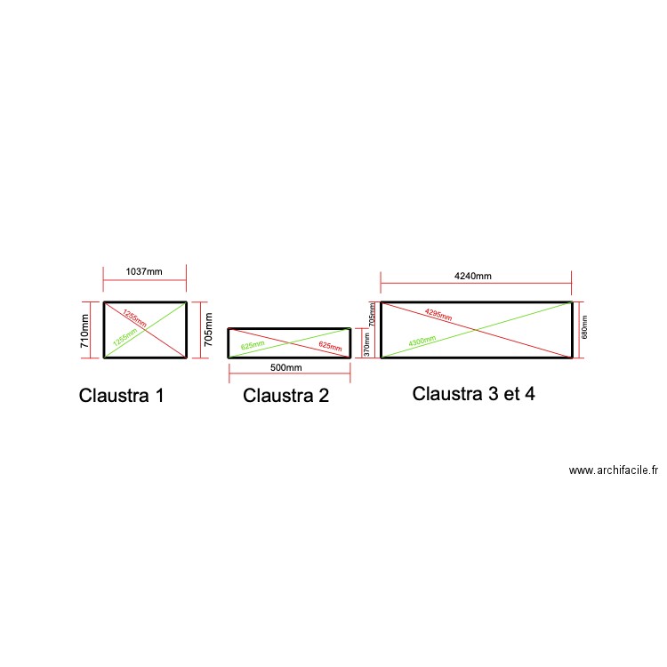 CLAUSTRA ALFRED. Plan de 3 pièces et 3 m2