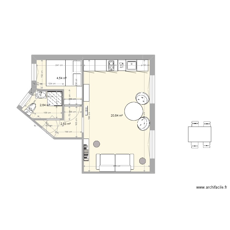 Maublanc 13. Plan de 4 pièces et 30 m2