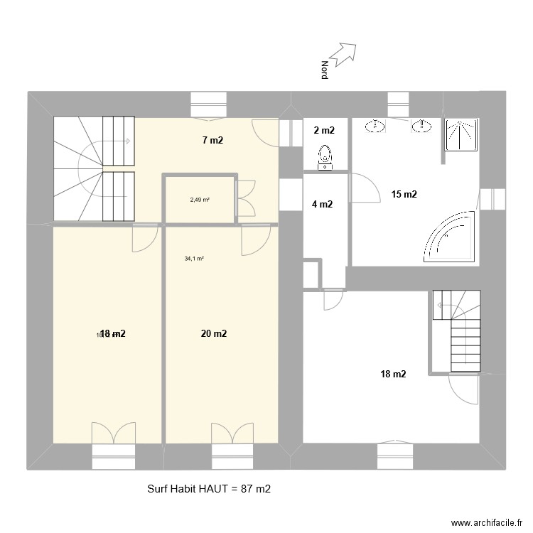 montussan Haut. Plan de 3 pièces et 55 m2