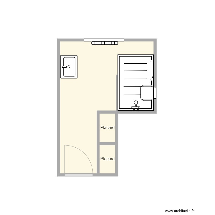 plan après travaux Diverres. Plan de 3 pièces et 6 m2