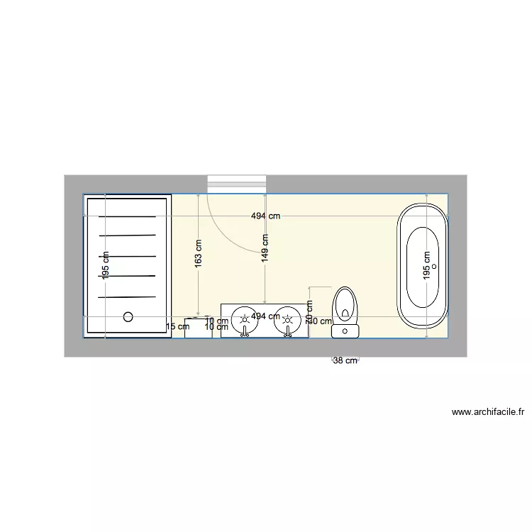 salle bain. Plan de 
