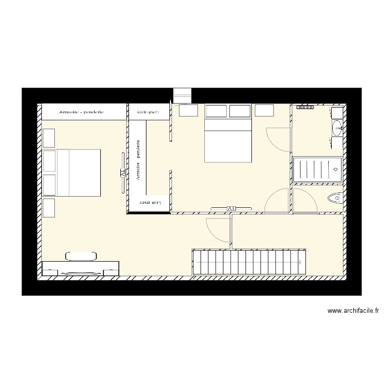 maison etage. Plan de 4 pièces et 77 m2