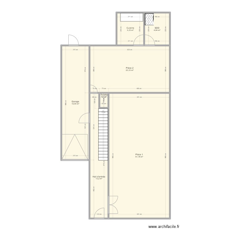 Plan Rez-de-chaussée Fanfares 34. Plan de 7 pièces et 115 m2