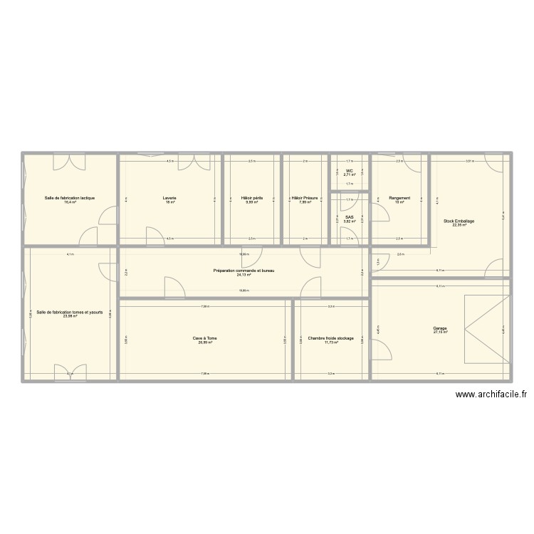 Fromagerie Mathieu . Plan de 13 pièces et 205 m2