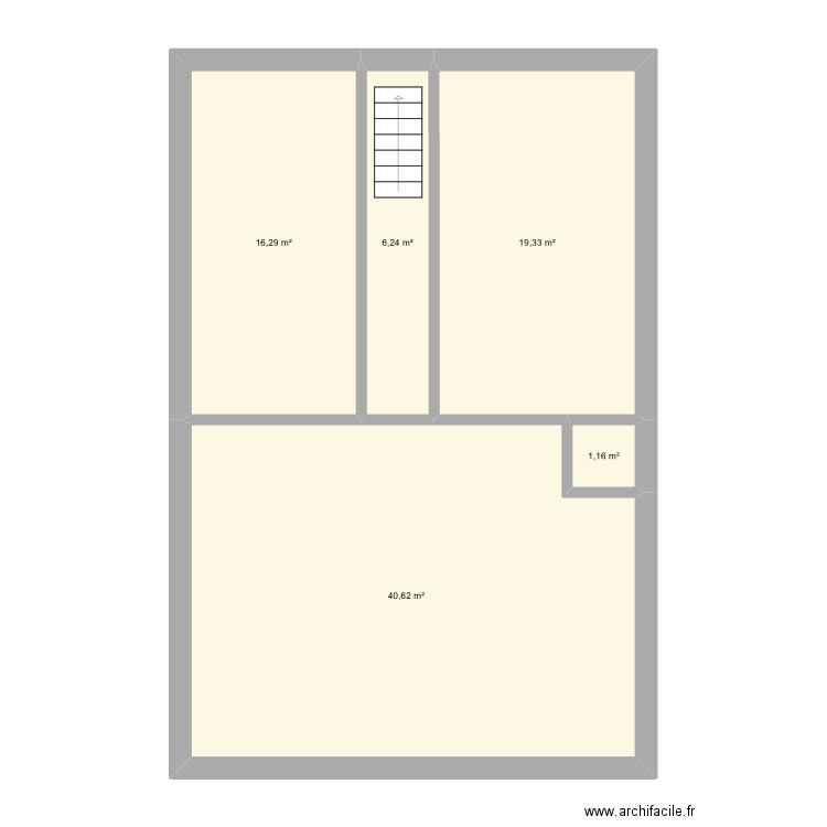 Gite II ~ Grenier. Plan de 5 pièces et 84 m2