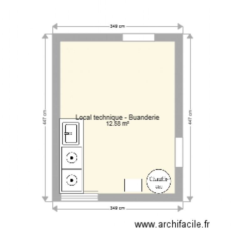 Buanderie local technique 1. Plan de 0 pièce et 0 m2