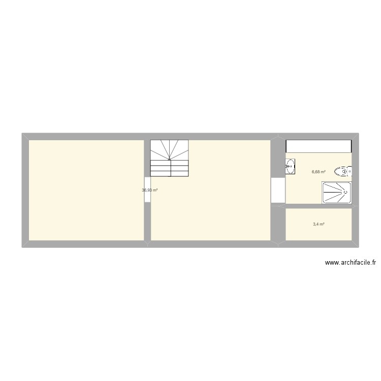 Thon Combles. Plan de 3 pièces et 47 m2