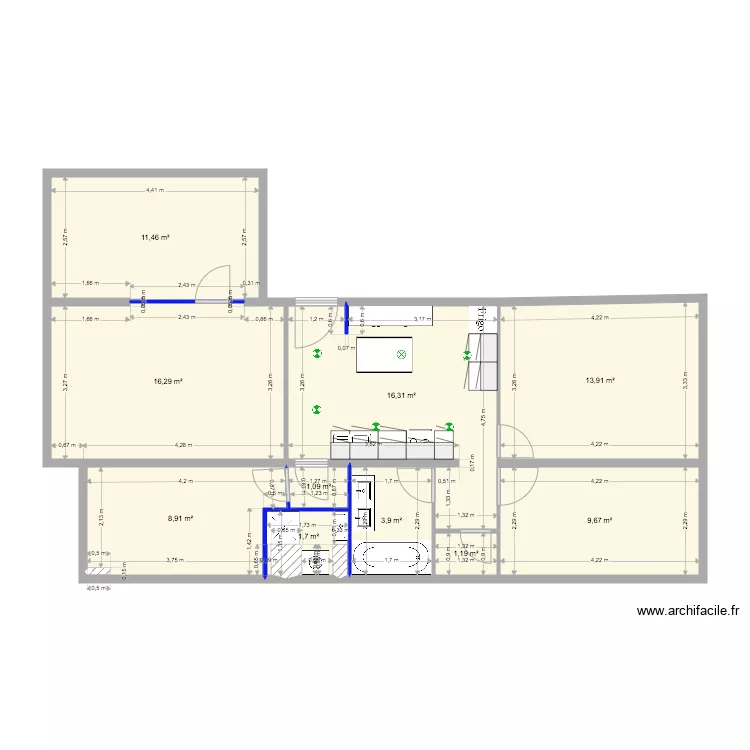 NANTES 3 GAILLAC VENTE AGL VF 2 ac CUISINE. Plan de 