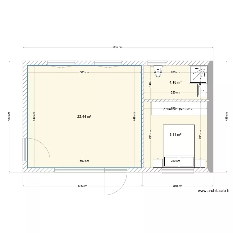Mont Bonvillers Studio RDC. Plan de 