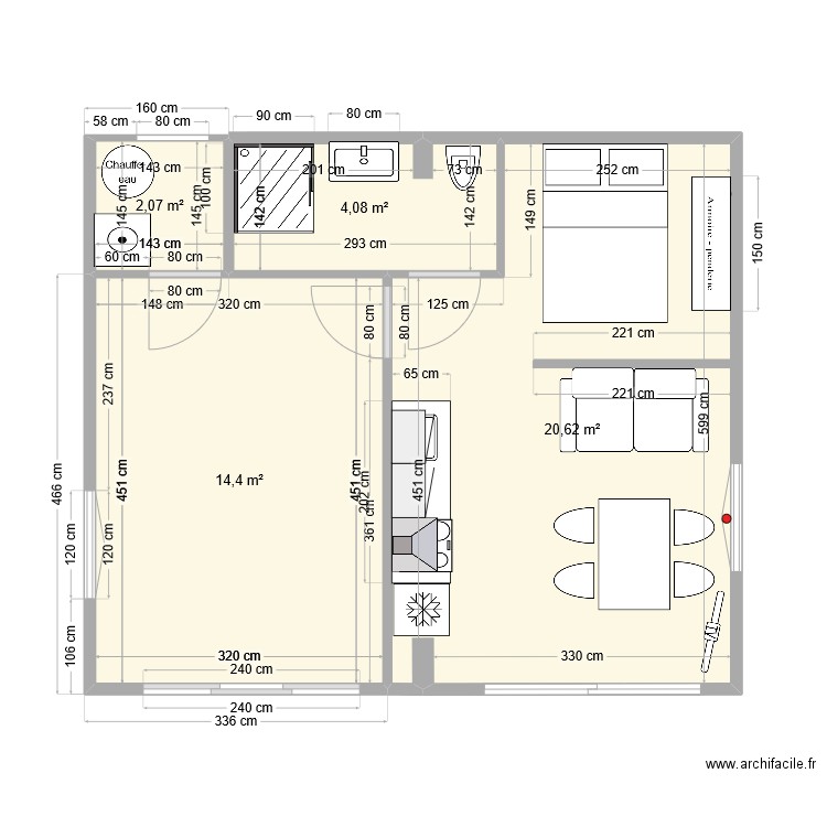 studion. Plan de 0 pièce et 0 m2