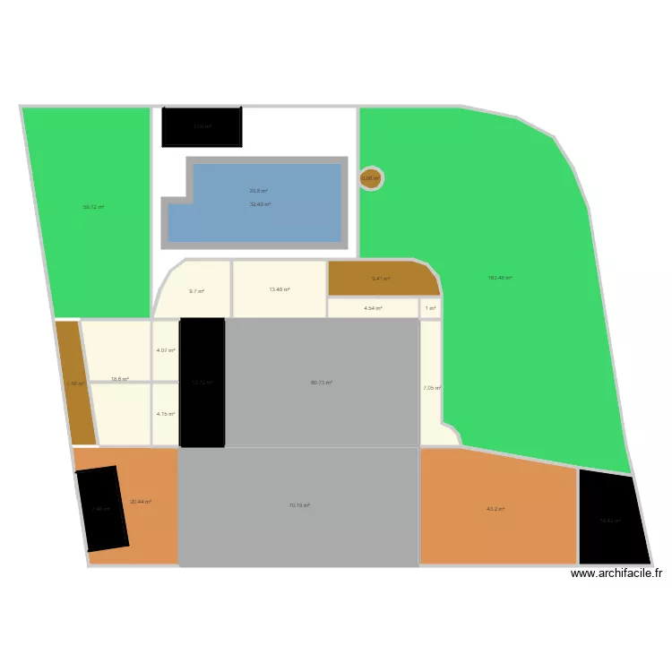 Terrasse et Piscine. Plan de Terrasse et Piscine. Plan de
