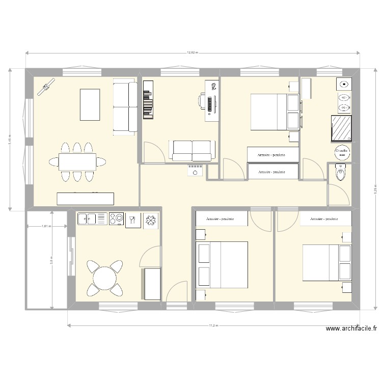 Maison Les Arcis. Plan de 9 pièces et 96 m2