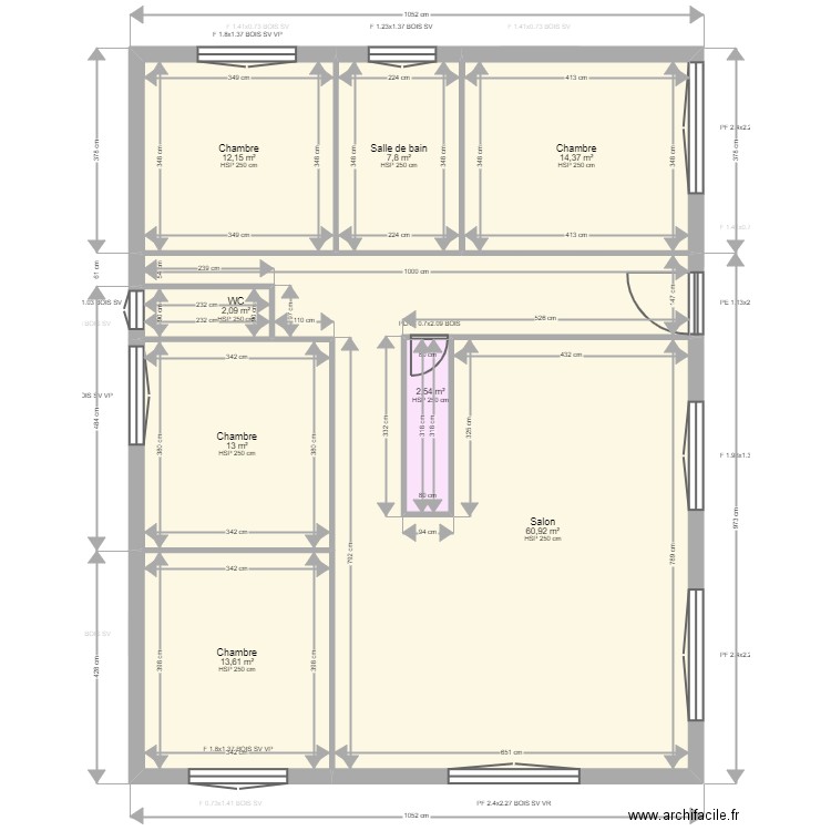 noustens. Plan de 10 pièces et 255 m2