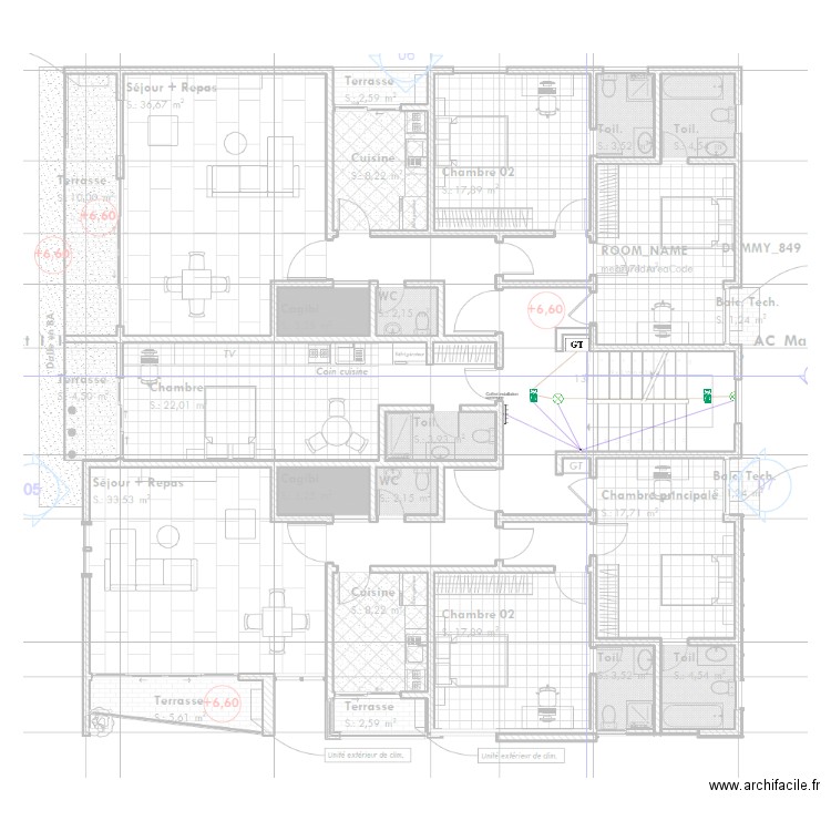 Eclairage de sécurité Etage 2 et 3 Immeuble TANAZOU. Plan de 0 pièce et 0 m2