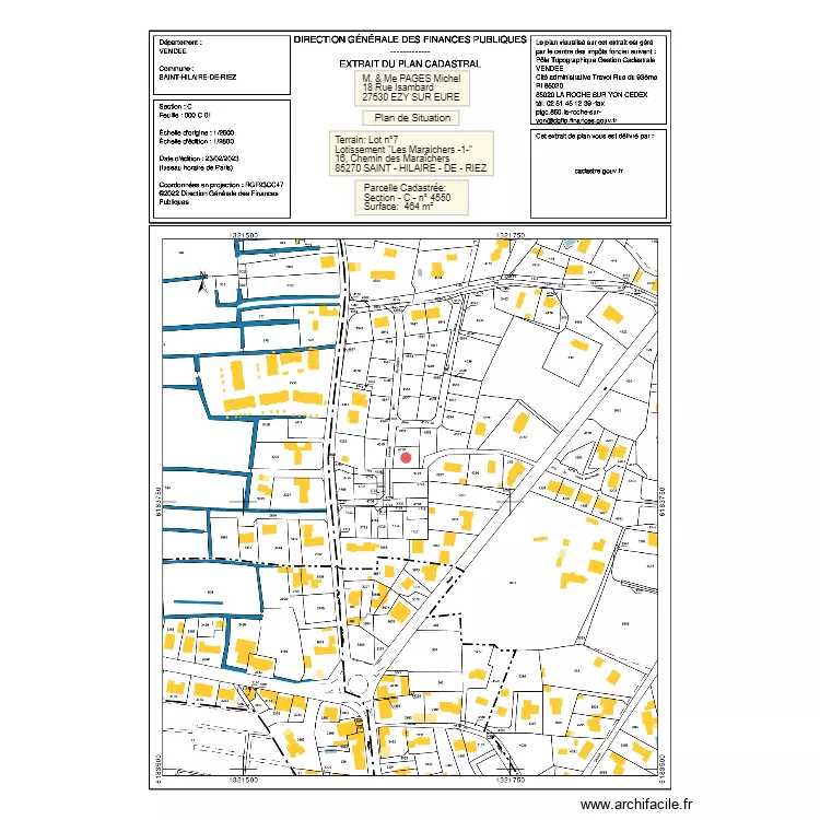 Plan de situation Lot n&deg;17 -16 Chemin des Mara&icirc;chers . Plan de 