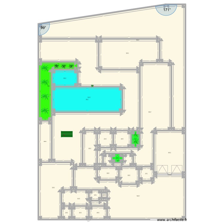 montseret. Plan de 26 pièces et 1437 m2