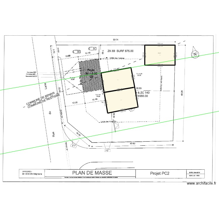 PLAN DE MASSE ZA BENAIS. Plan de 3 pièces et 427 m2