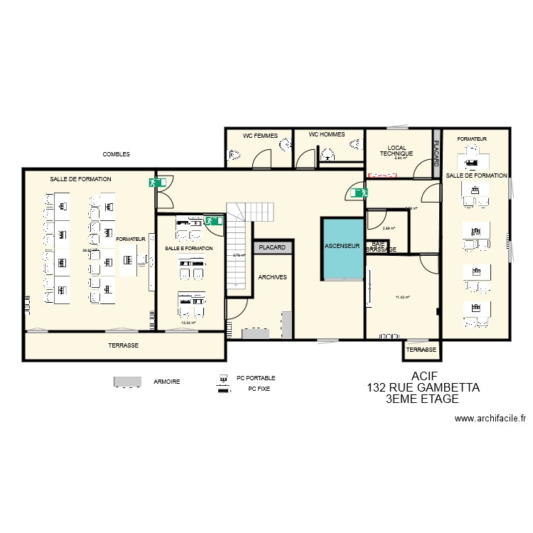 ACIF 3EME ETAGE informatique. Plan de 0 pièce et 0 m2