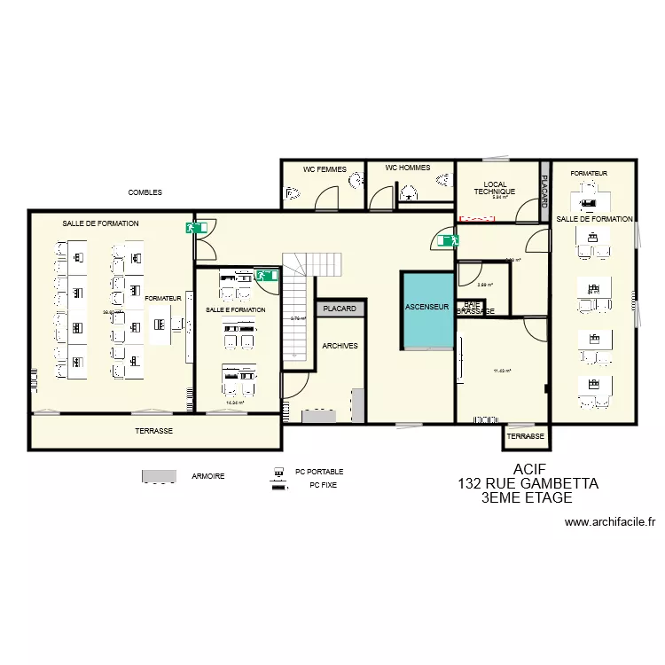 ACIF 3EME ETAGE informatique. Plan de 