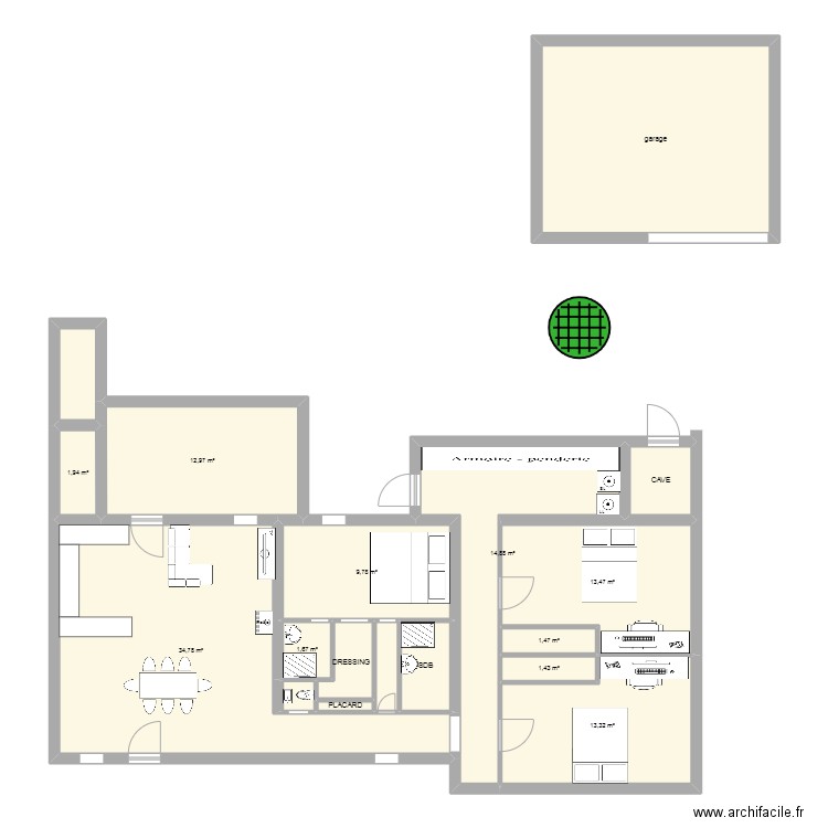 maison. Plan de 18 pièces et 144 m2