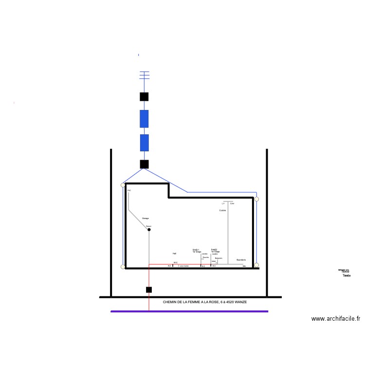 Fontaine. Plan de 1 pièce et 47 m2