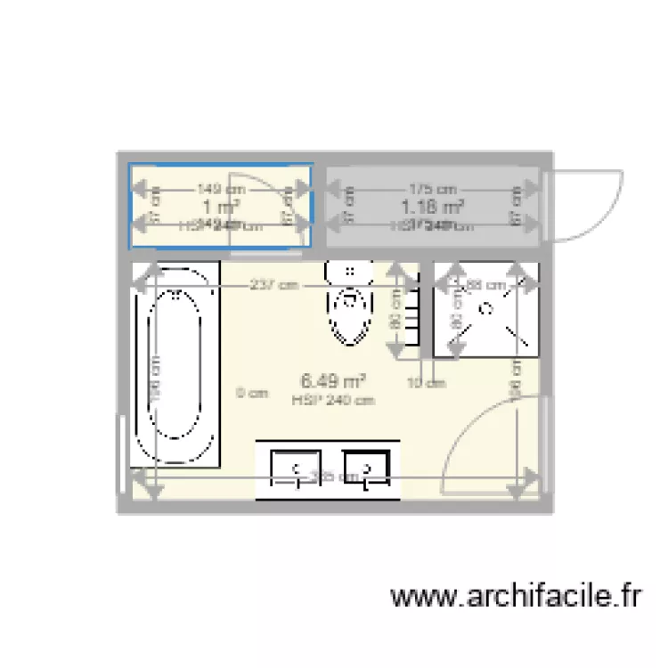 salle bain haut . Plan de 