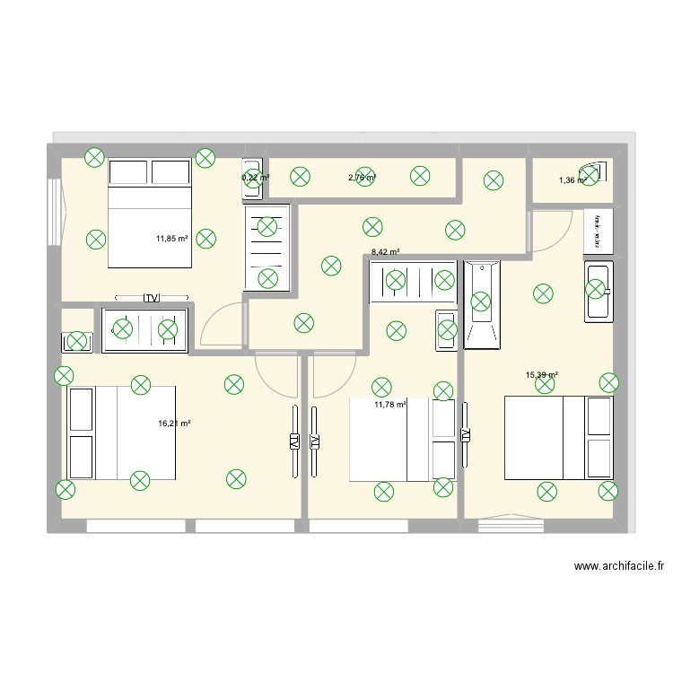 Saxe 1 V5 ECL. Plan de 12 pièces et 141 m2