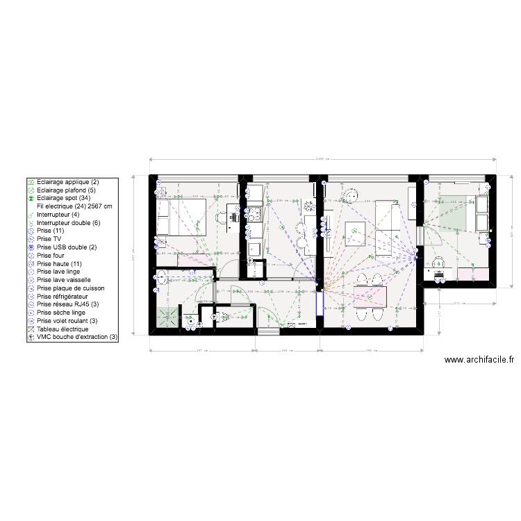 Project MEDLEY PLAN electrique. Plan de 9 pièces et 60 m2