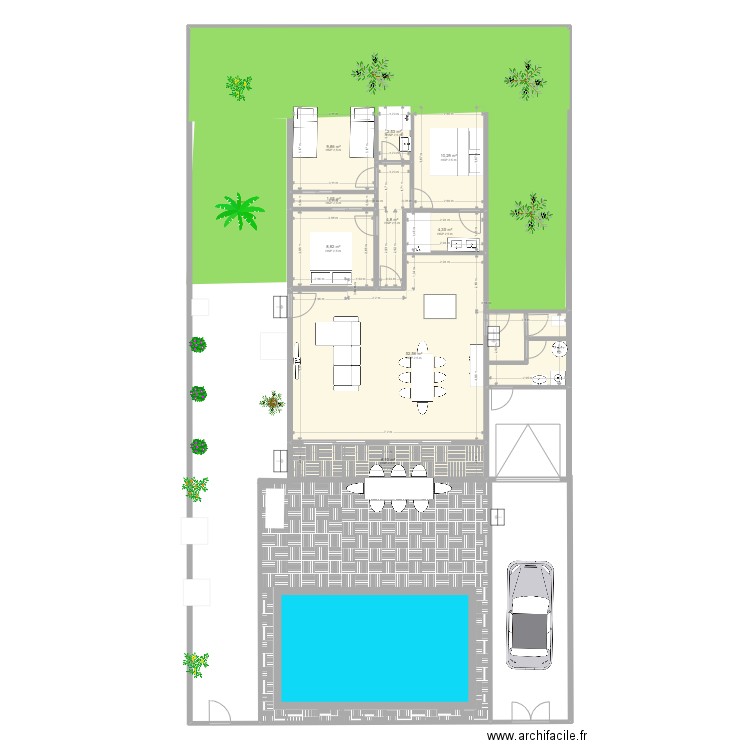 Espagne Mas nou P3 avec terrasse et meubles. Plan de 9 pièces et 104 m2