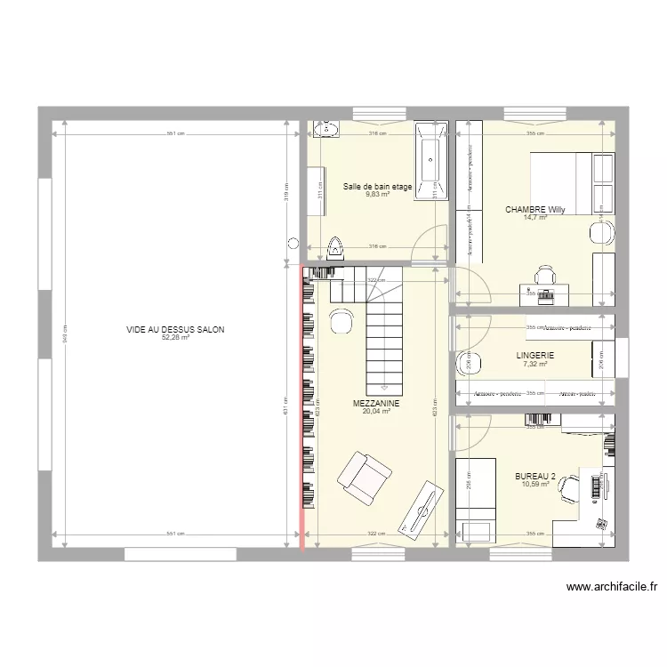 Maison William Etage am&eacute;nag&eacute;e. Plan de 