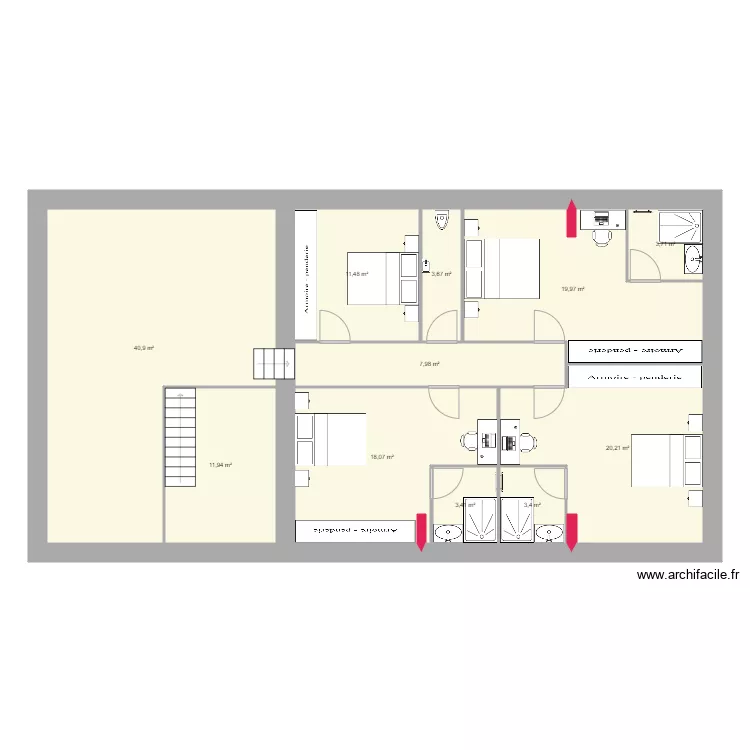 etage marnay 80. Plan de 