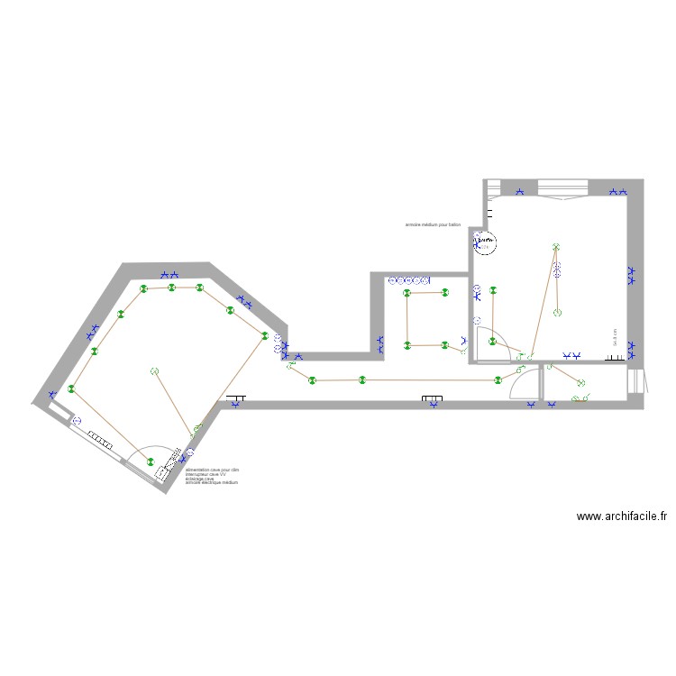 Laveran plan électrique. Plan de 4 pièces et 56 m2