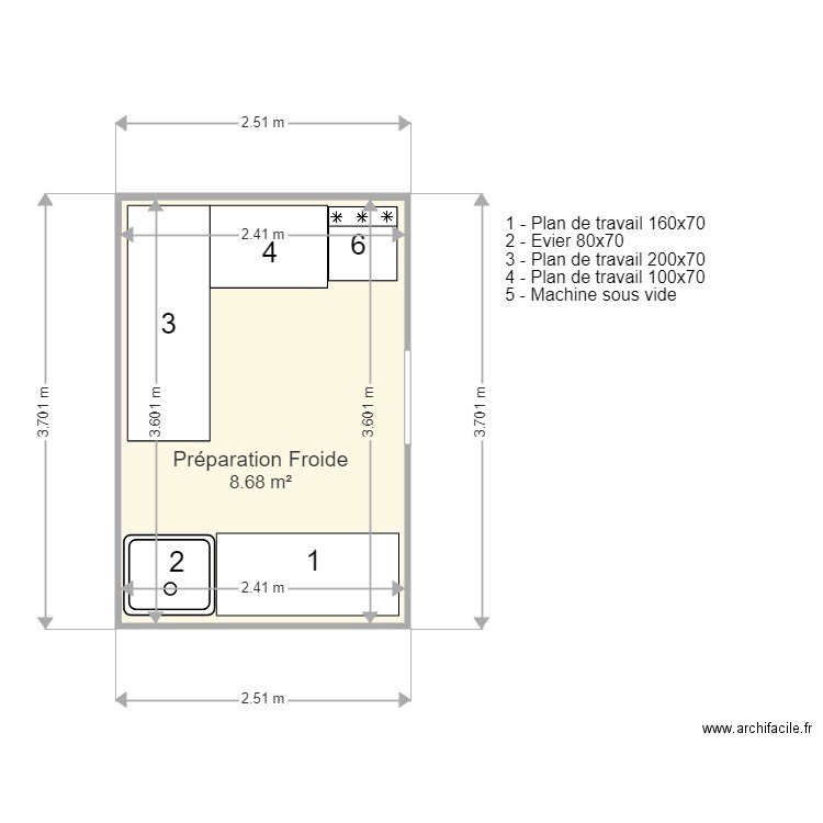 préparation froide. Plan de 0 pièce et 0 m2