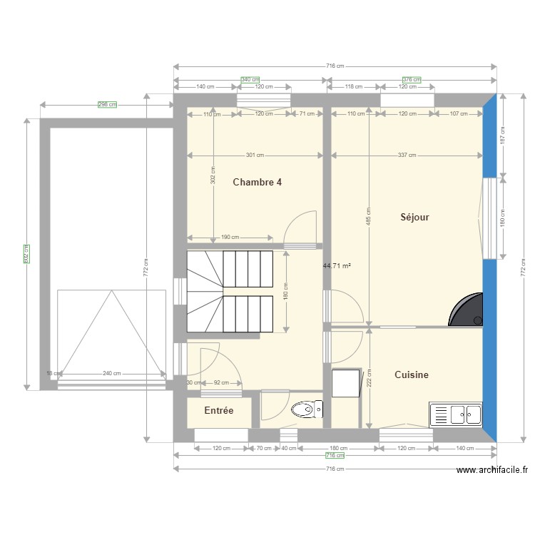 Maison VERGOIGNAN  RDC état existant. Plan de 0 pièce et 0 m2