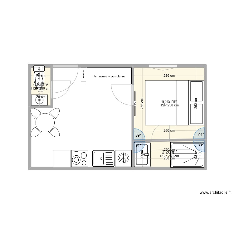 STUDIO RAPHA. Plan de 3 pièces et 10 m2