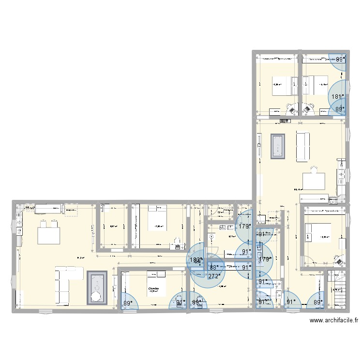 appartement bastide. Plan de 14 pièces et 232 m2