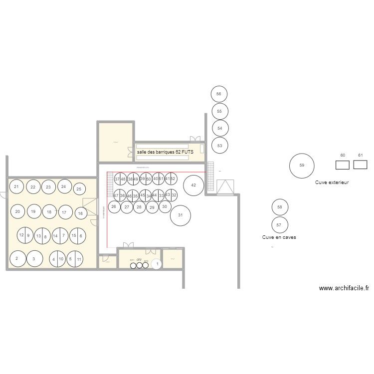 cuverie CDE 2023. Plan de 6 pièces et 244 m2