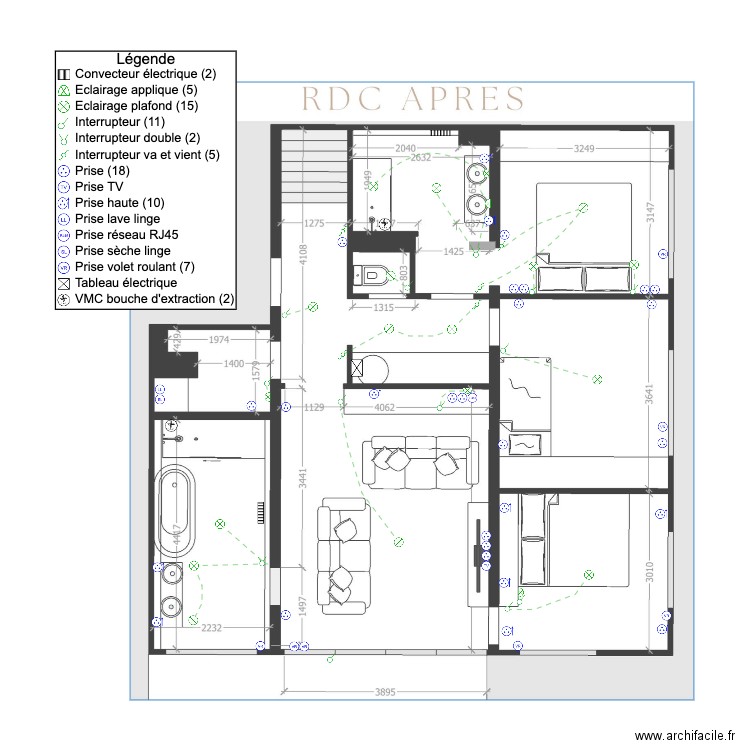 Plan électrique Romain et Laure RDC V2. Plan de 0 pièce et 0 m2