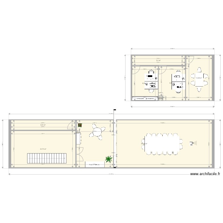 Plan nouveaux BRX + Salle de réunion. Plan de 8 pièces et 135 m2