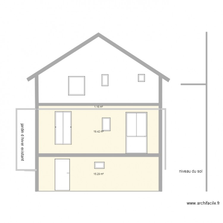 facade arriere coté jardin. Plan de 0 pièce et 0 m2