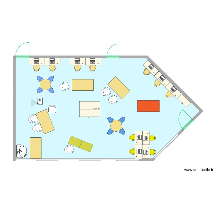 plan classe. Plan de 1 pièce et 78 m2