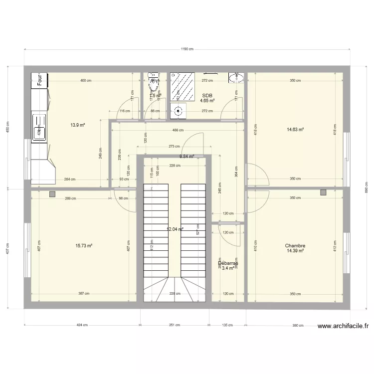 2eme etage avec palier. Plan de 