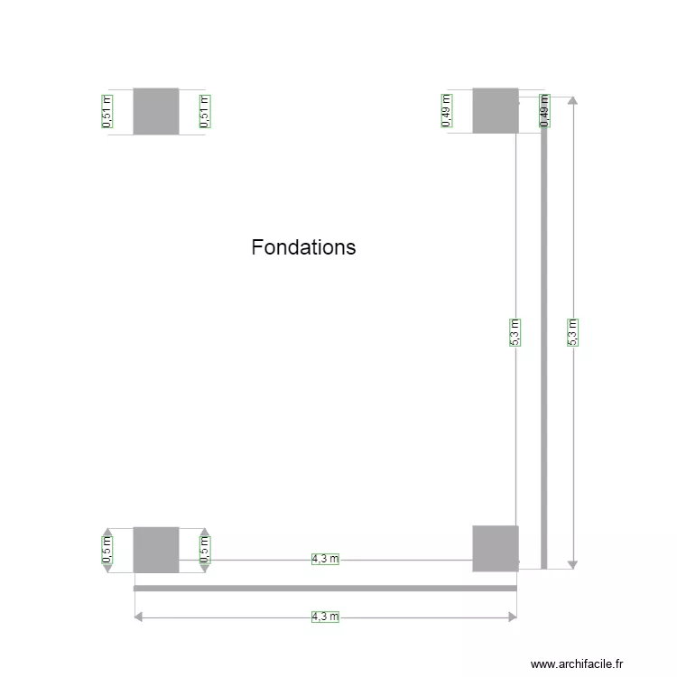Fondations garage. Plan de 