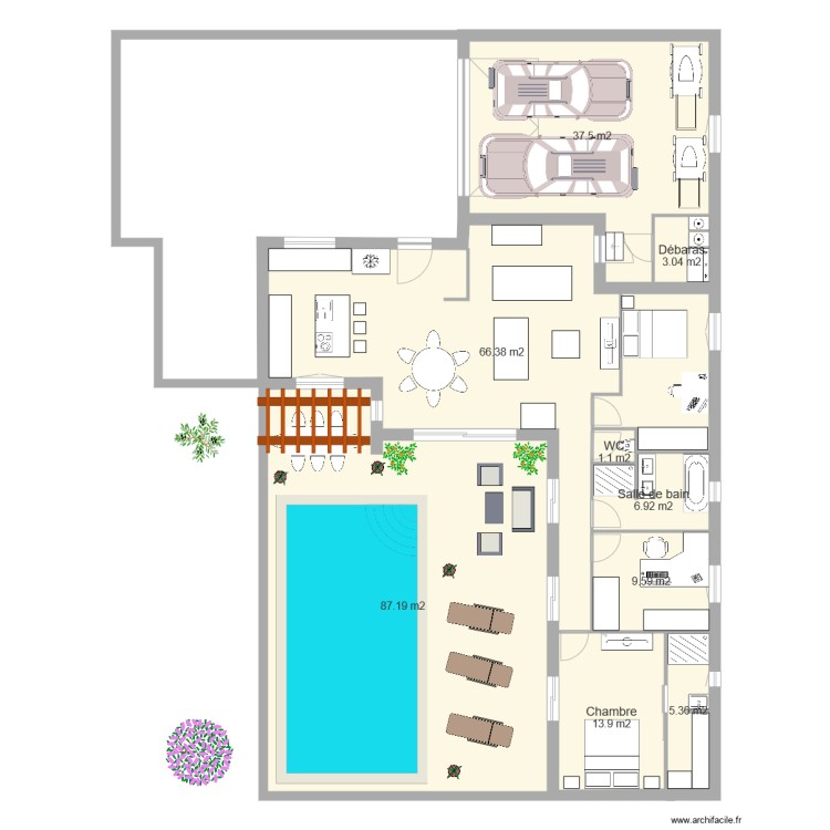 plan maison 9 pieces