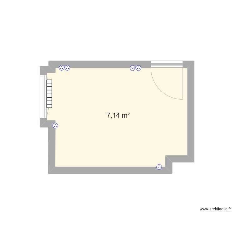 Chambre. Plan de 1 pièce et 7 m2